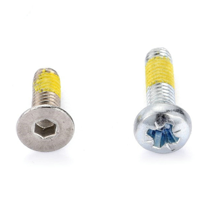 Torx (šesťhranná) skrutka so zápustnou hlavou do stroja so žltou nylonovou záplatou Torx (šesťhranná) skrutka so zápustnou hlavou do stroja so žltou nylonovou záplatou