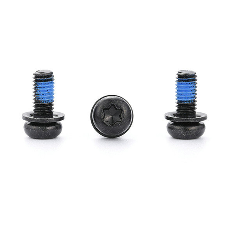 Čierna trojitá nastavovacia skrutka Torx micro mini s okrúhlou hlavou s nylonovou nášivkou Čierna trojitá nastavovacia skrutka Torx micro mini s okrúhlou hlavou s nylonovou nášivkou