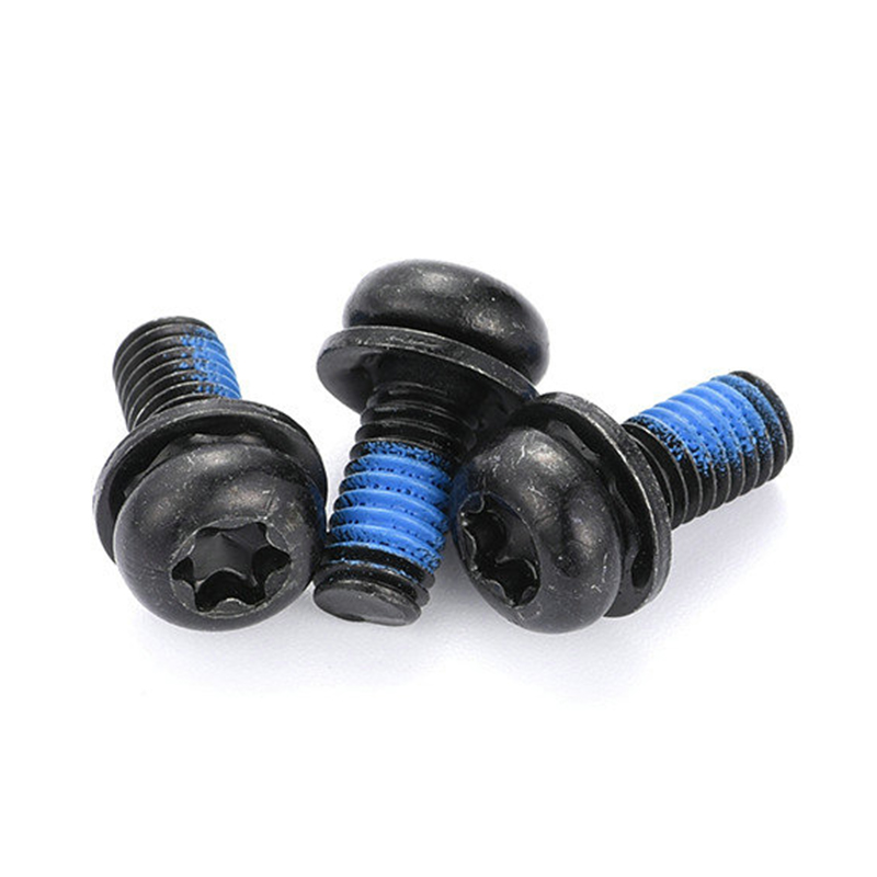 Čierna trojitá nastavovacia skrutka Torx micro mini s okrúhlou hlavou s nylonovou nášivkou Čierna trojitá nastavovacia skrutka Torx micro mini s okrúhlou hlavou s nylonovou nášivkou